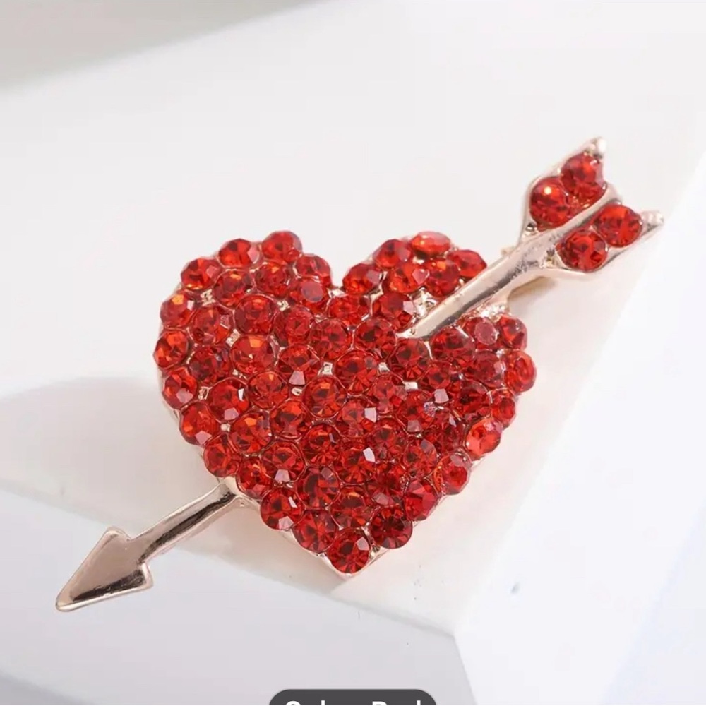 Heart Pin Full Of Shiny Faux Crystal Stones!
